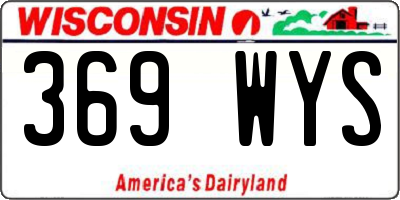 WI license plate 369WYS