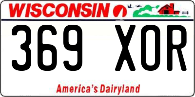 WI license plate 369XOR