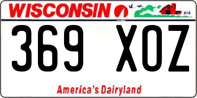 WI license plate 369XOZ