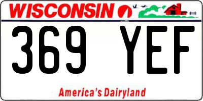 WI license plate 369YEF