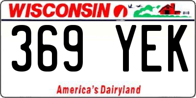 WI license plate 369YEK