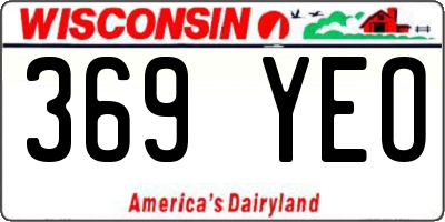 WI license plate 369YEO