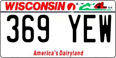 WI license plate 369YEW