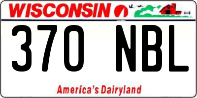 WI license plate 370NBL