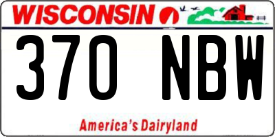 WI license plate 370NBW