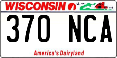 WI license plate 370NCA
