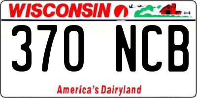 WI license plate 370NCB