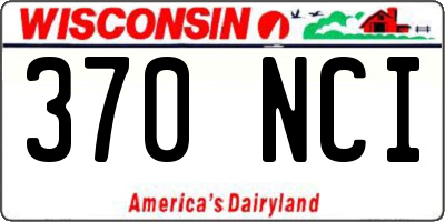 WI license plate 370NCI
