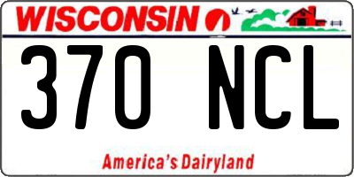 WI license plate 370NCL