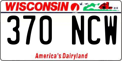 WI license plate 370NCW