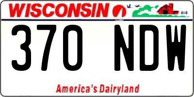 WI license plate 370NDW