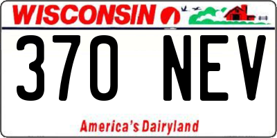 WI license plate 370NEV