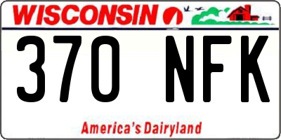 WI license plate 370NFK