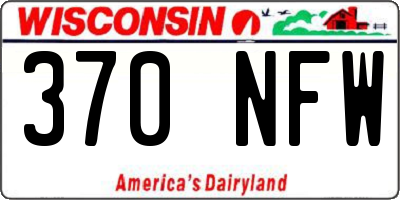 WI license plate 370NFW