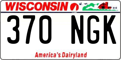 WI license plate 370NGK
