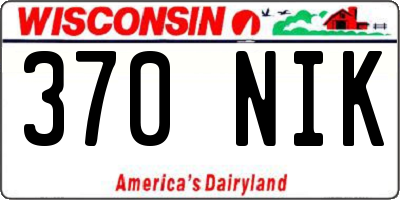WI license plate 370NIK