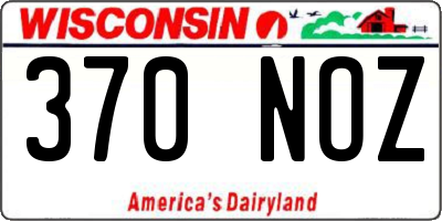 WI license plate 370NOZ