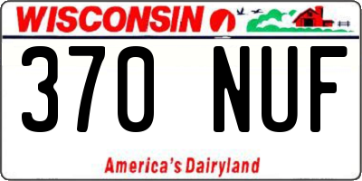 WI license plate 370NUF