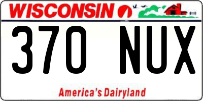 WI license plate 370NUX