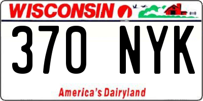 WI license plate 370NYK