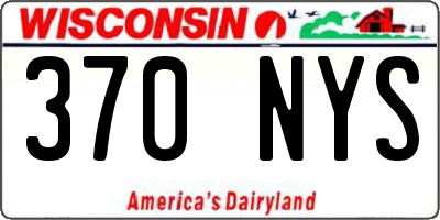 WI license plate 370NYS