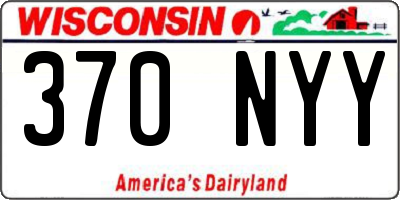 WI license plate 370NYY
