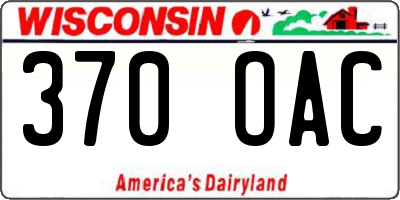 WI license plate 370OAC