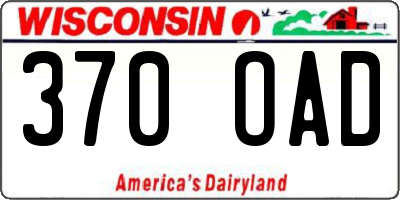 WI license plate 370OAD
