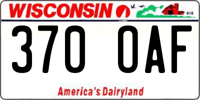 WI license plate 370OAF