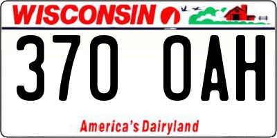 WI license plate 370OAH