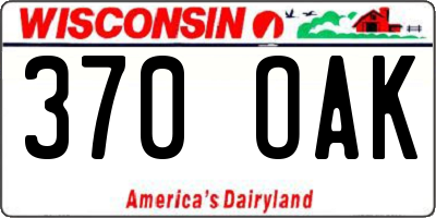 WI license plate 370OAK