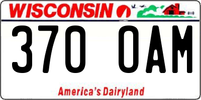 WI license plate 370OAM