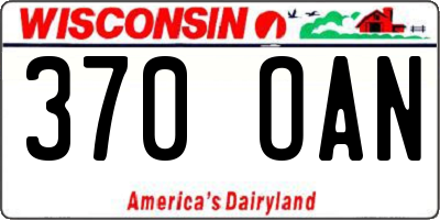 WI license plate 370OAN