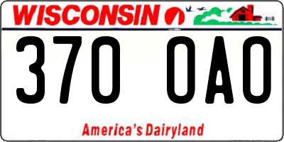 WI license plate 370OAO