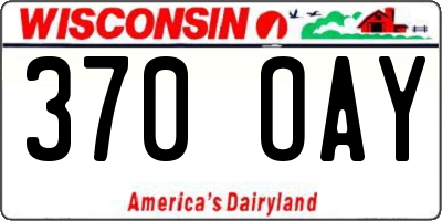 WI license plate 370OAY