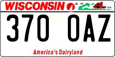 WI license plate 370OAZ
