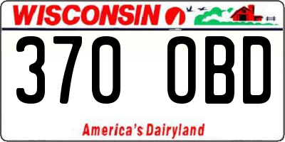 WI license plate 370OBD