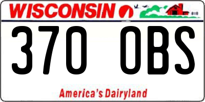 WI license plate 370OBS