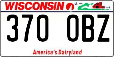 WI license plate 370OBZ