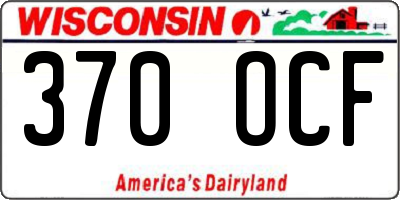 WI license plate 370OCF