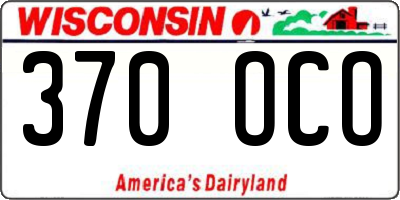 WI license plate 370OCO