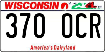 WI license plate 370OCR