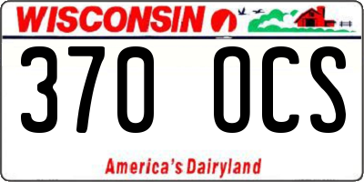 WI license plate 370OCS