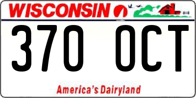 WI license plate 370OCT