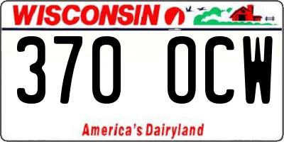WI license plate 370OCW