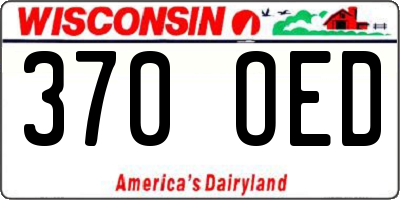 WI license plate 370OED