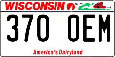 WI license plate 370OEM