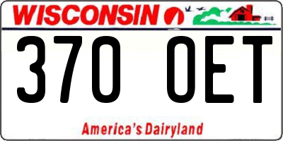 WI license plate 370OET