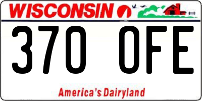 WI license plate 370OFE