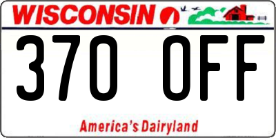 WI license plate 370OFF